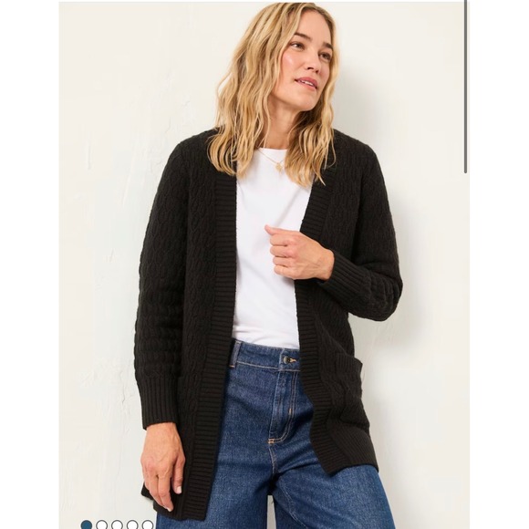 Fatface Sweaters - NWT Fatface Hannah Longline Knitted Cardigan – Black – Size US 6